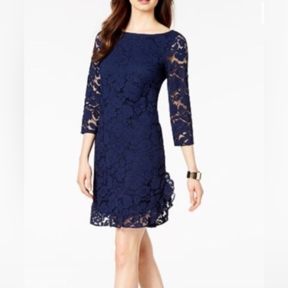 Stunning Vince Camuto Navy Lace Dress, Size 4